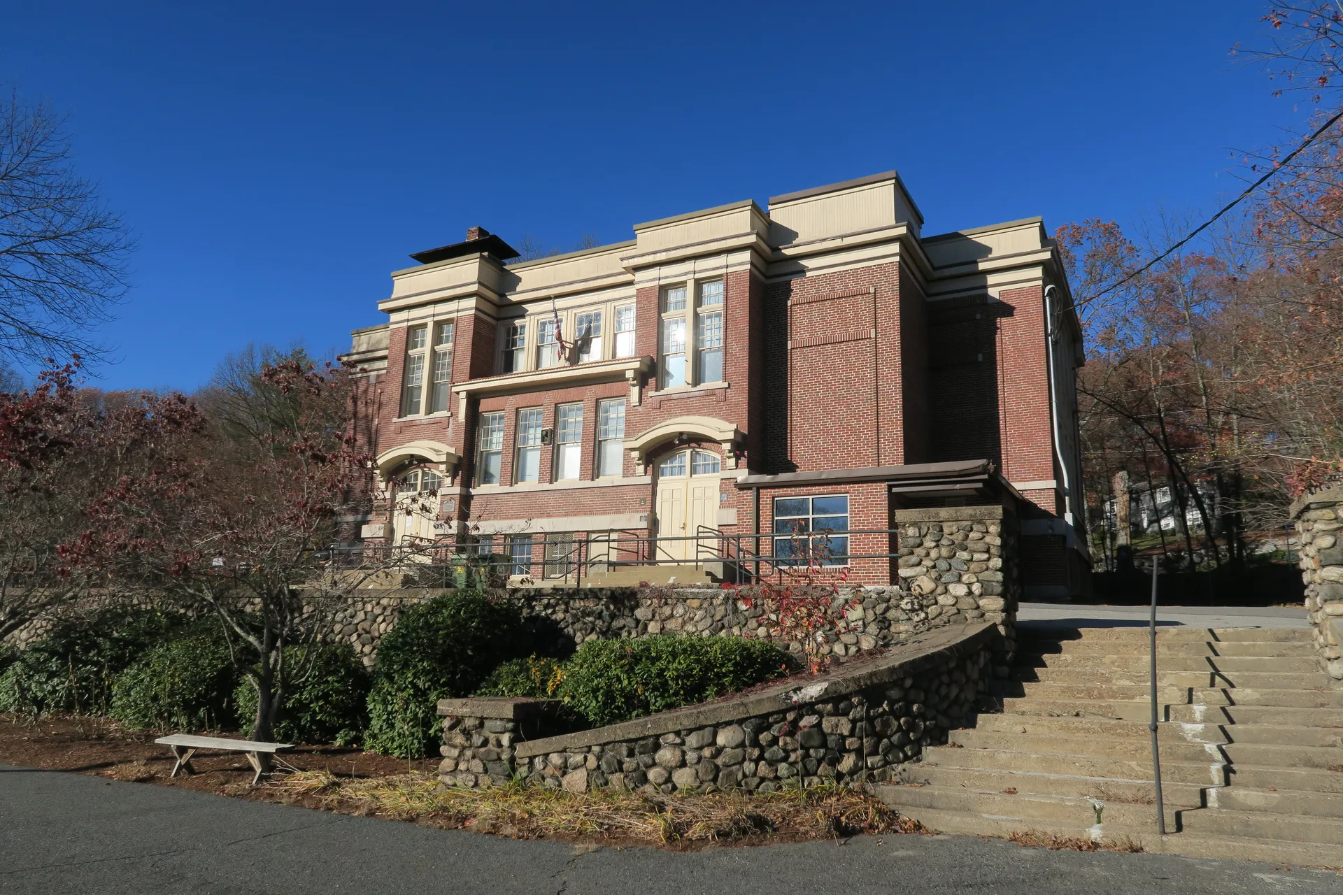 Historic South Union School building in Cordaville, Massachusetts.