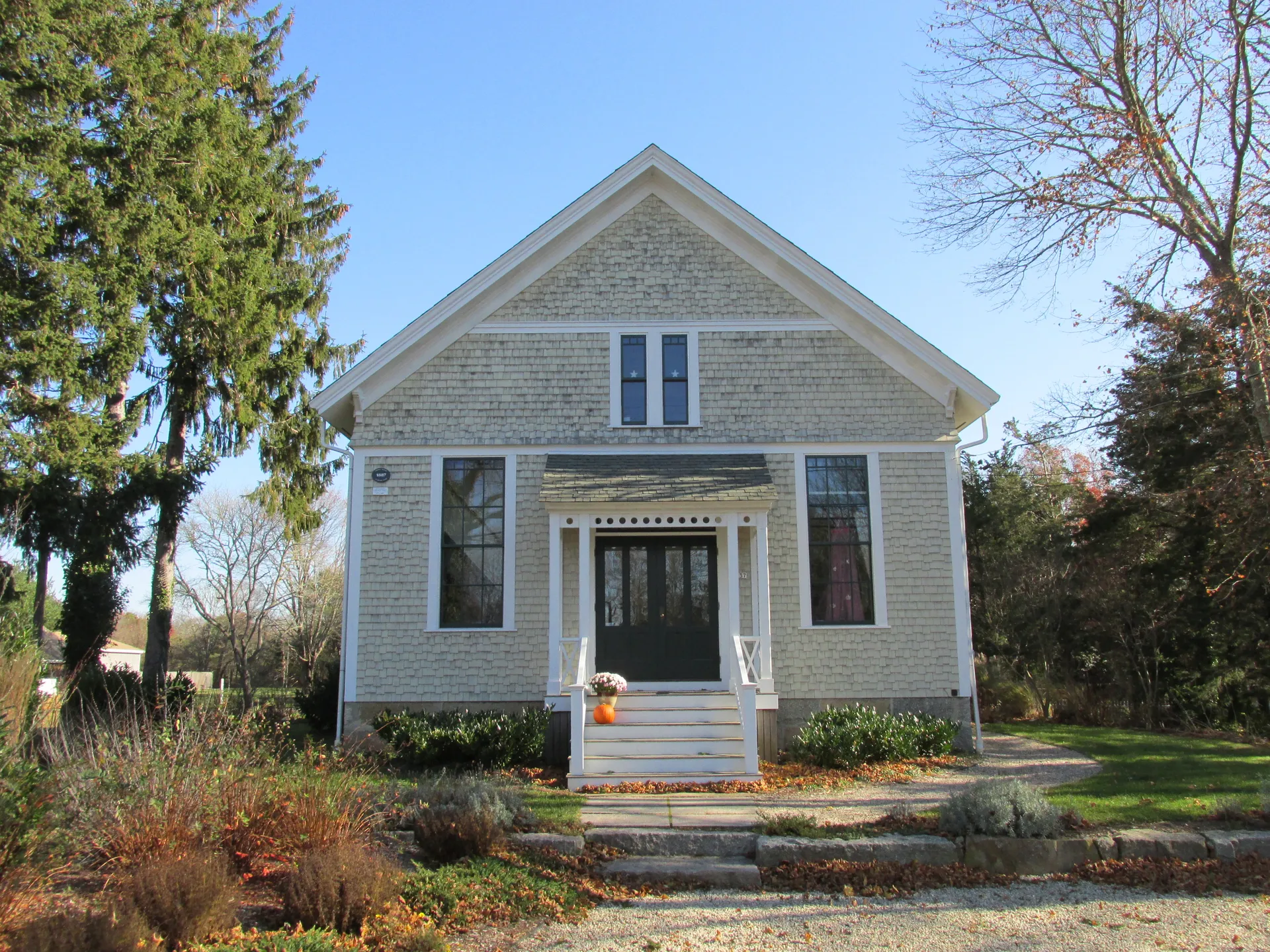 Historic Megansett Grange Hall in North Falmouth, Massachusetts.