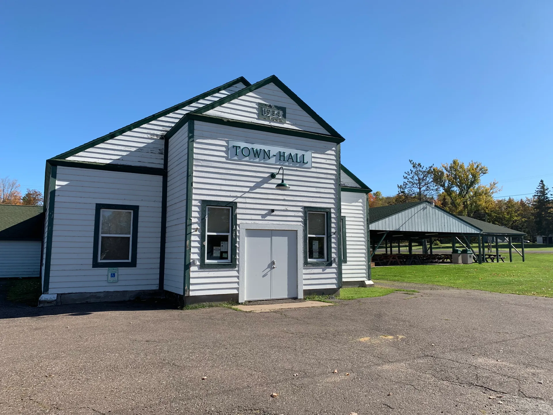 White Port Wing Town Hall building in Port Wing, Wisconsin.