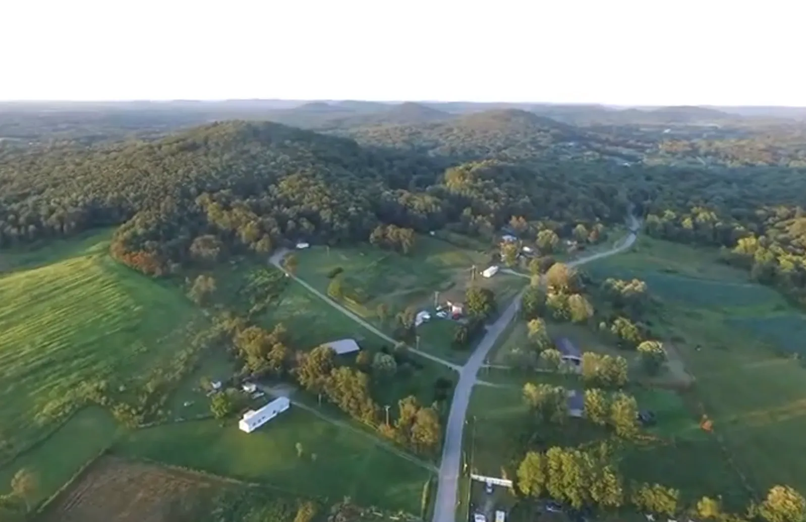 Aerial view of the town of Highland, Ohio.