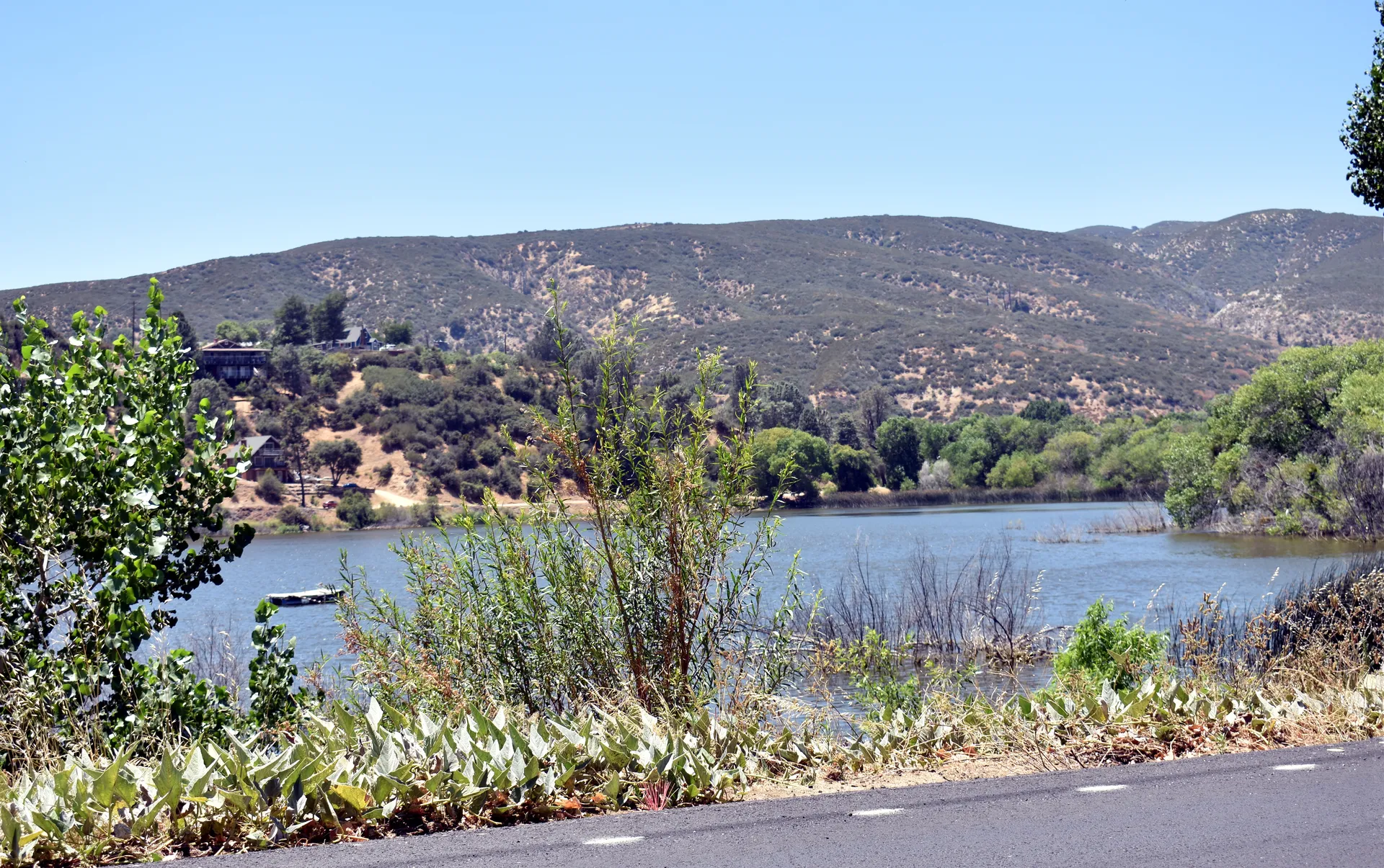 Lake Hughes viewed southwest from Elizabeth Lake Road in Los Angeles County, California.