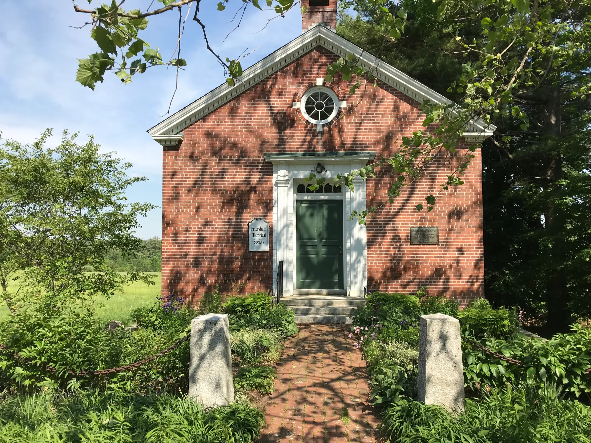 Brick Petersham Historical Society building in Petersham, Massachusetts.