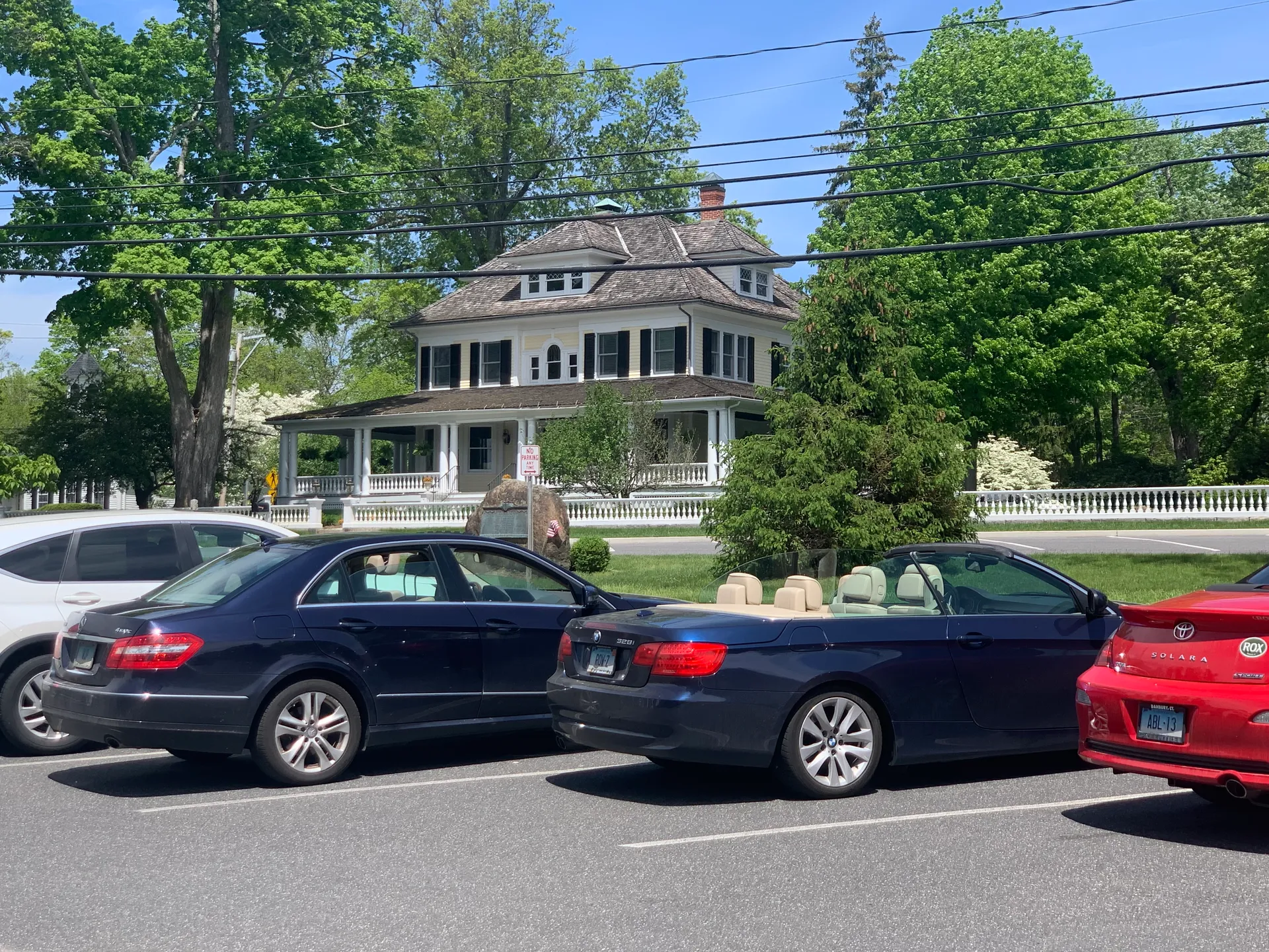 Bridgewater Town Center with historic homes in Bridgewater, Connecticut.