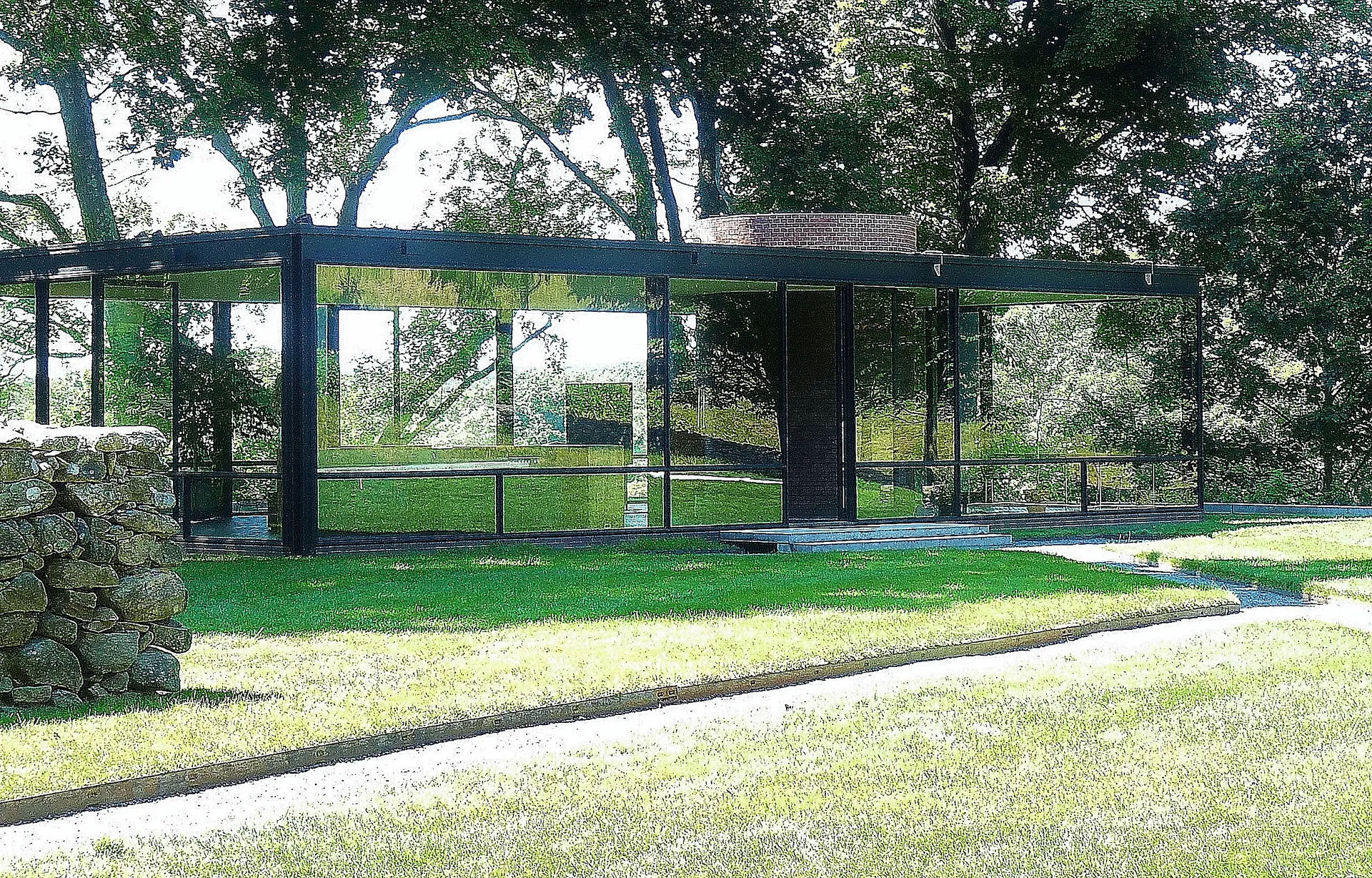 Philip Johnson Glass House grounds in New Canaan, Connecticut.