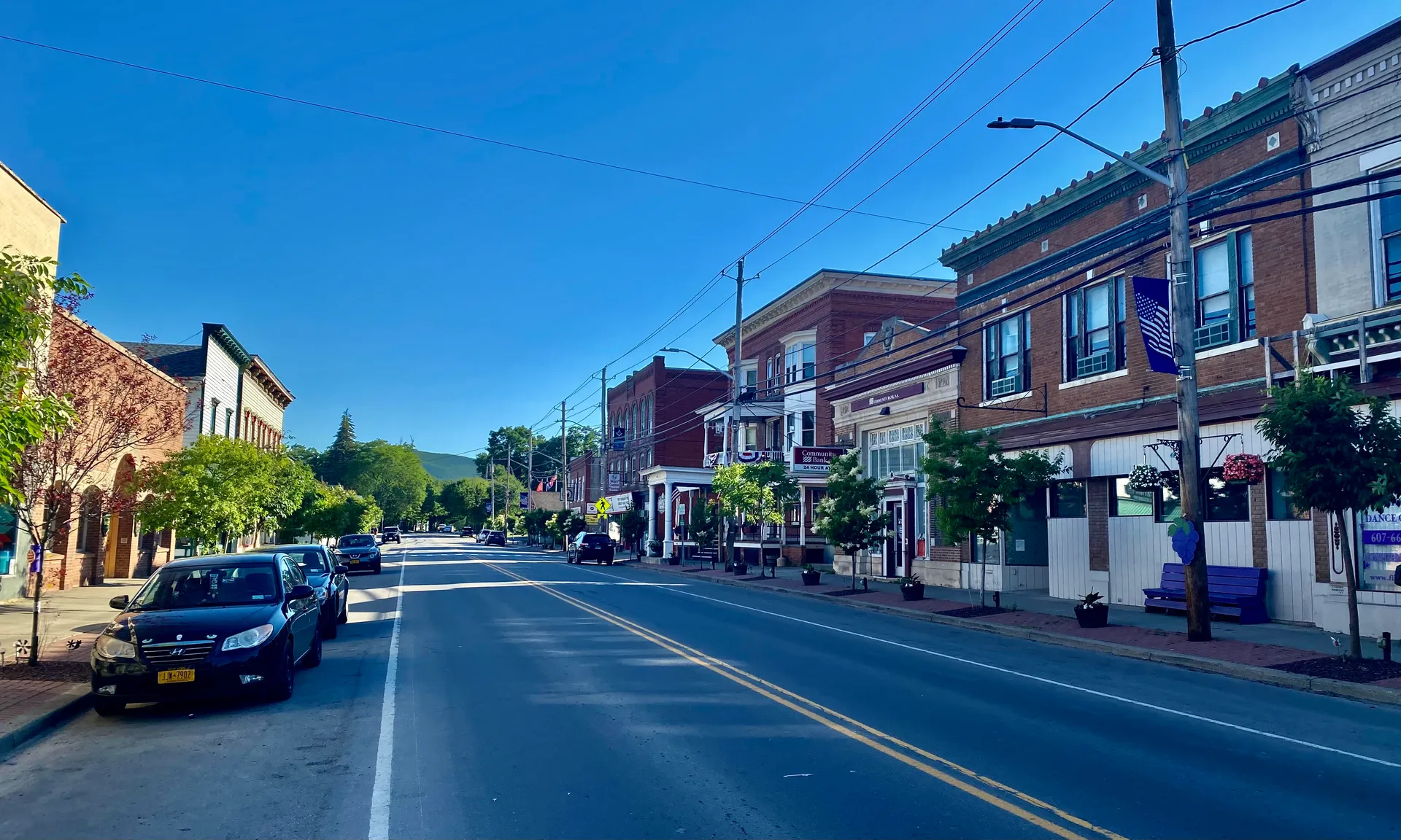 Historic buildings along South Main Street in Naples, New York.