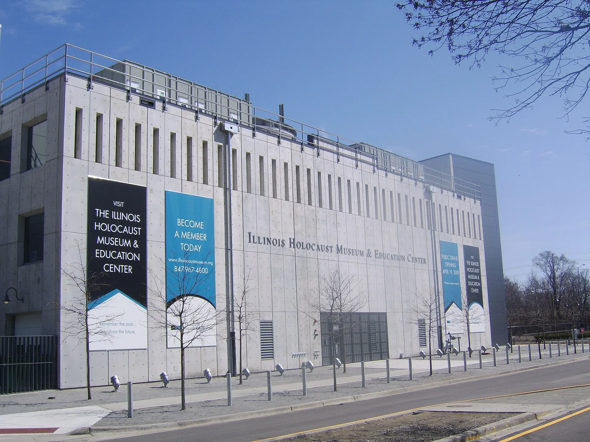 Skokie, IL — Exterior of the Illinois Holocaust Museum and Education Center in Skokie.