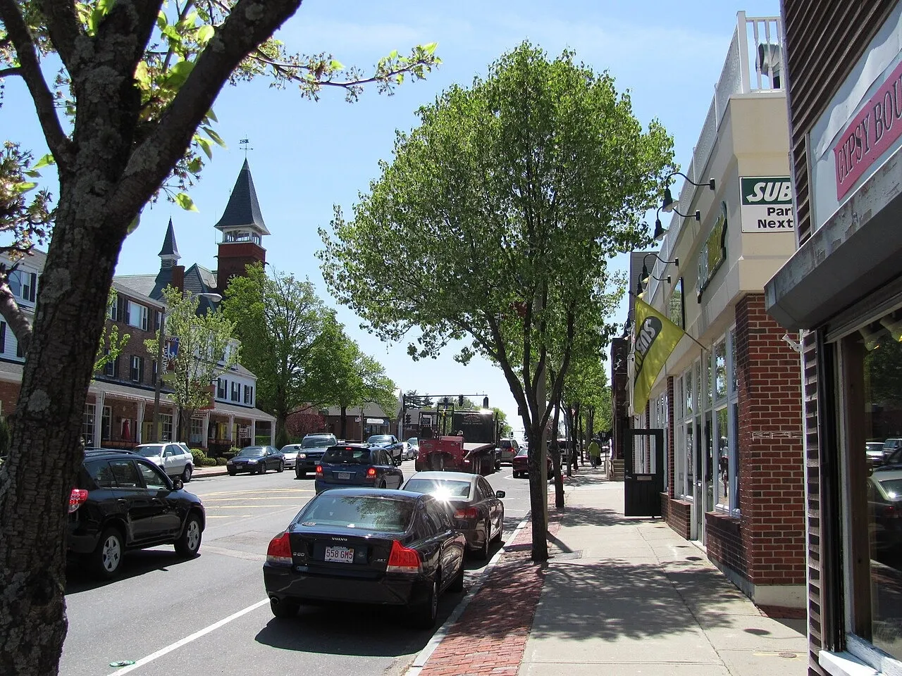 Main Street looking south, Walpole MA. Walpole, MA.