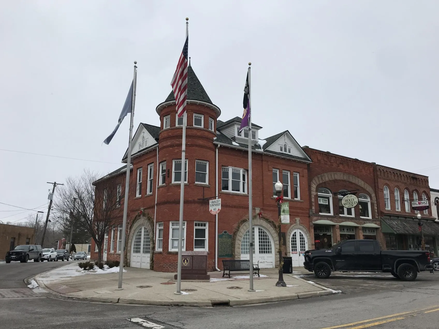 Historic Holly Township Hall in Holly Township, Michigan.