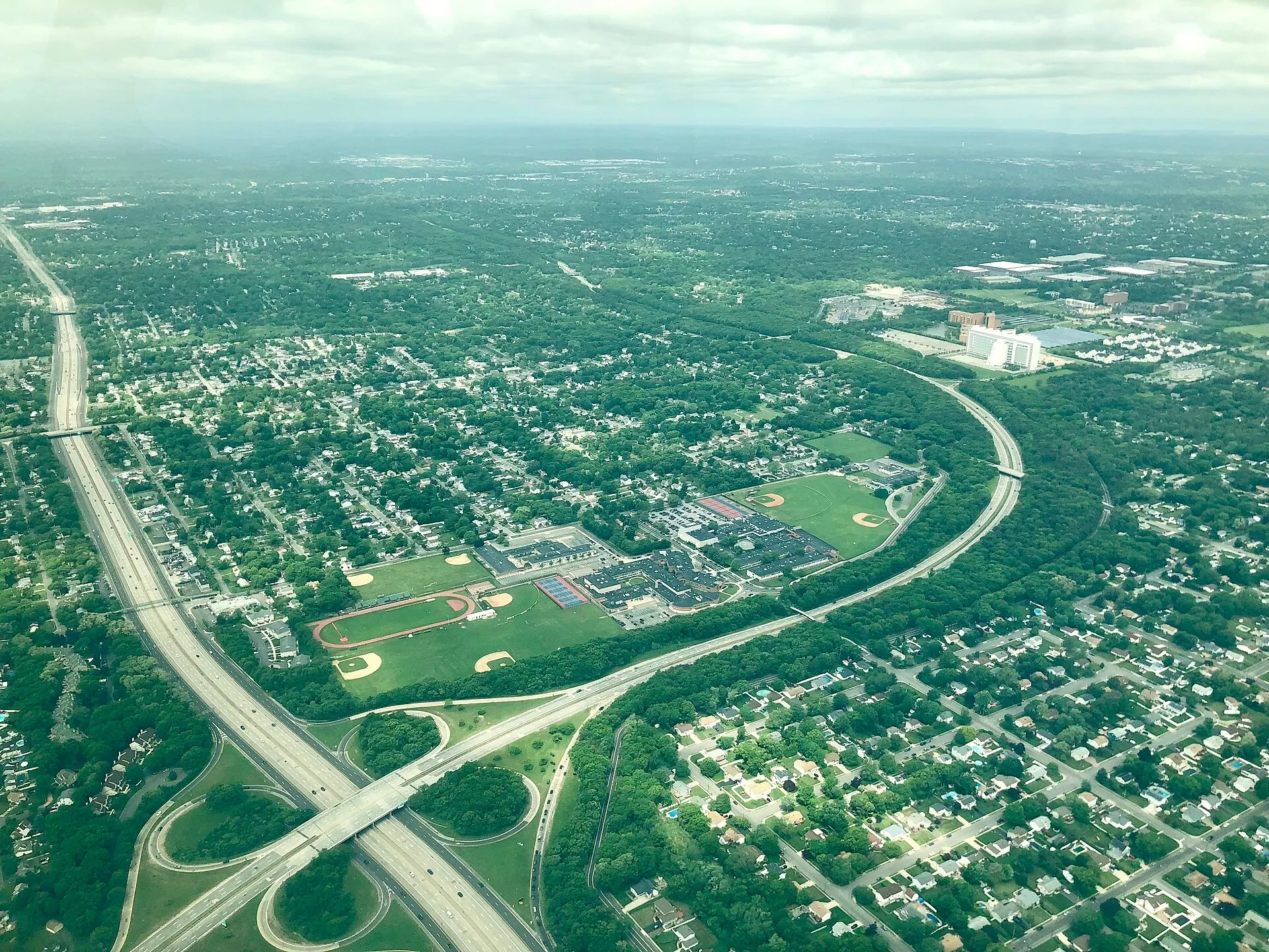 Islip Terrace, NY on Approach to MacArthur Airport, June 3, 2018. Islip Terrace, NY.