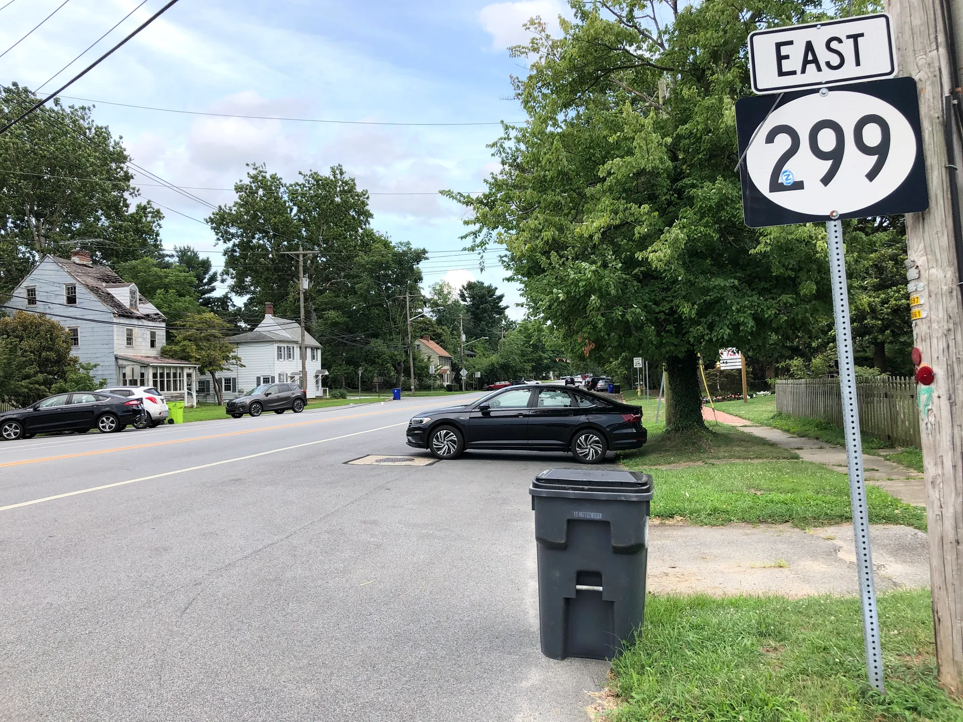 Tree-lined road through Odessa, Delaware.
