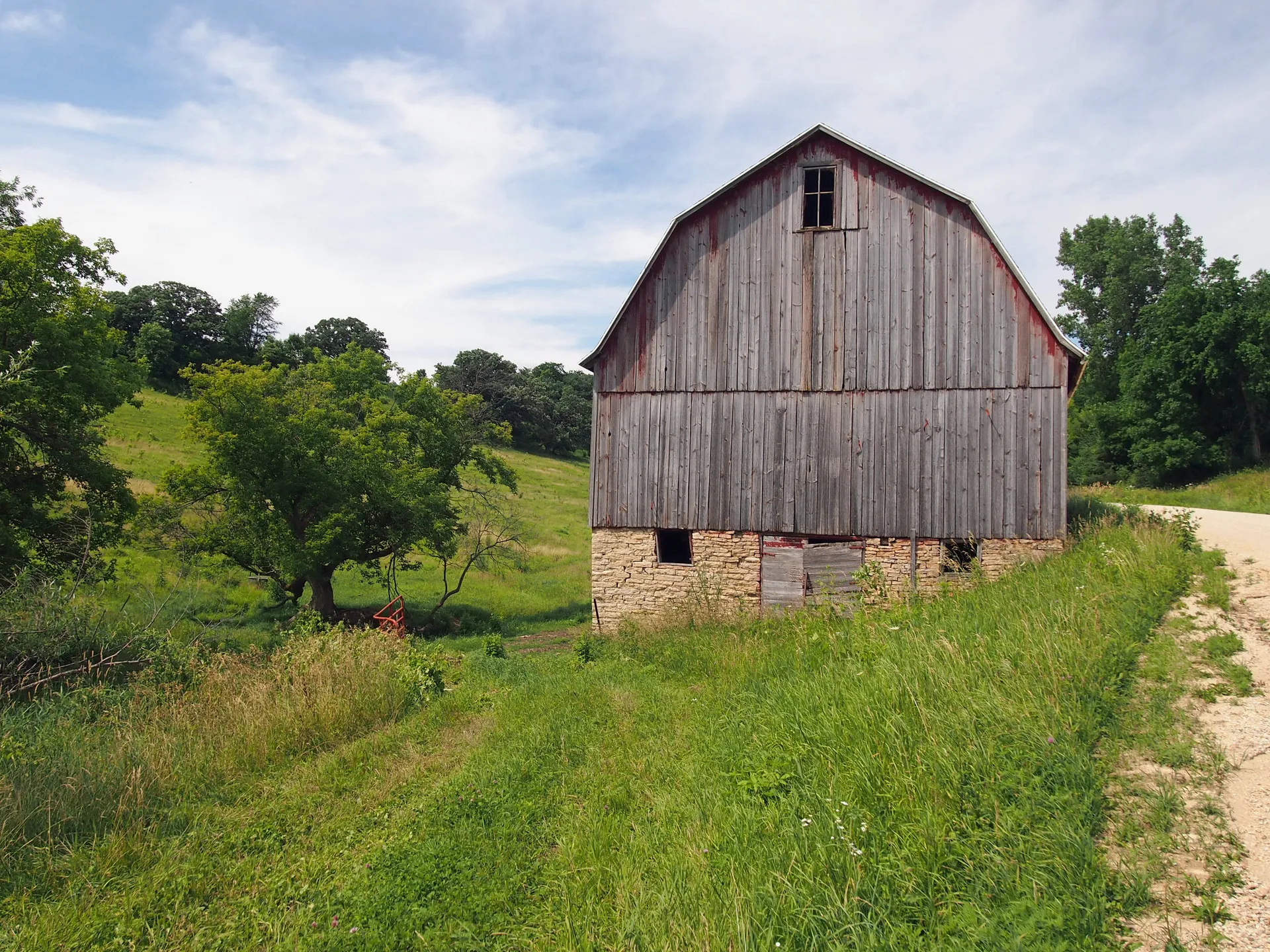 Historic wooden barn in Wanamingo Township, Minnesota.