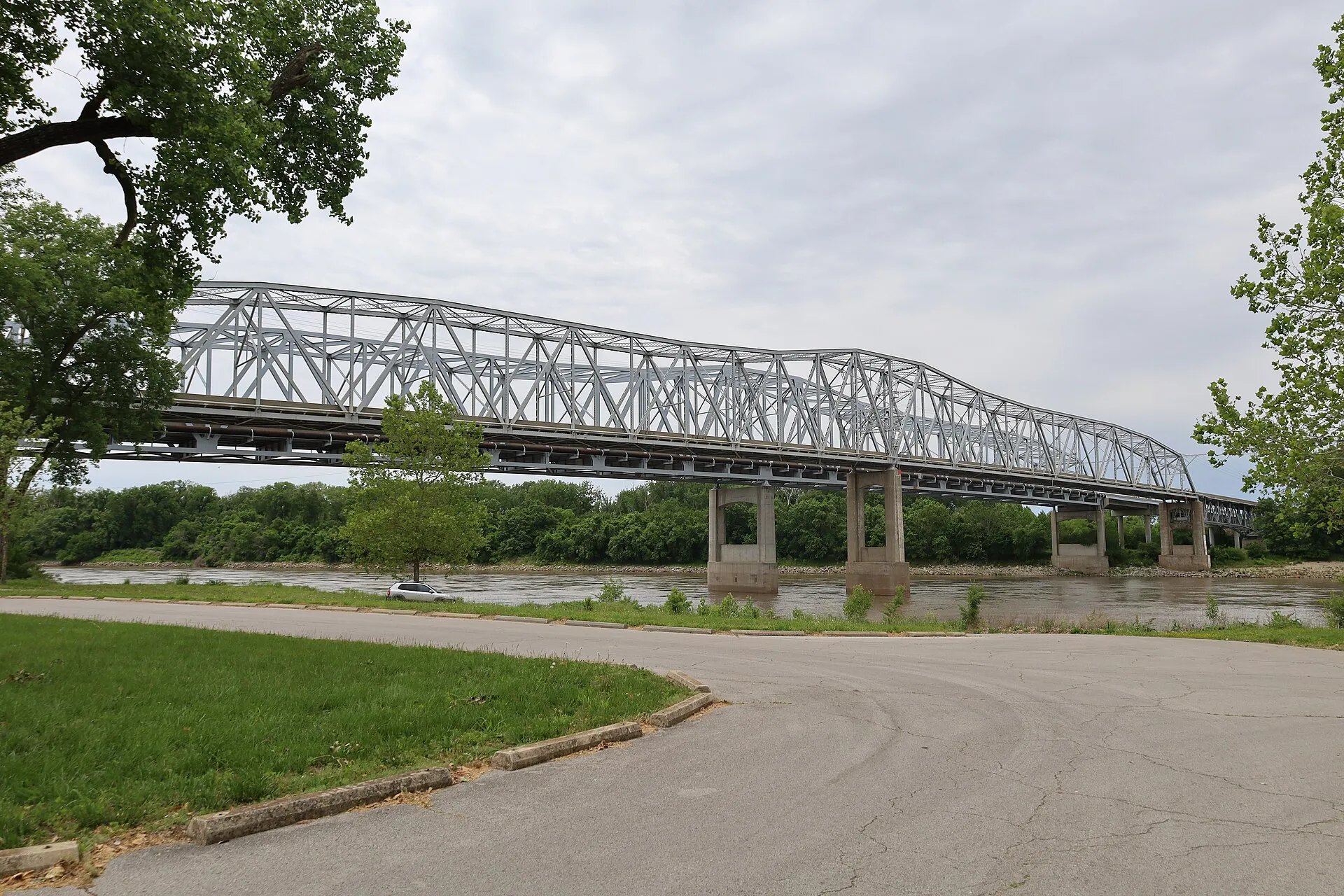 Liberty Bend Bridge over the Missouri River near River Bend, Missouri.