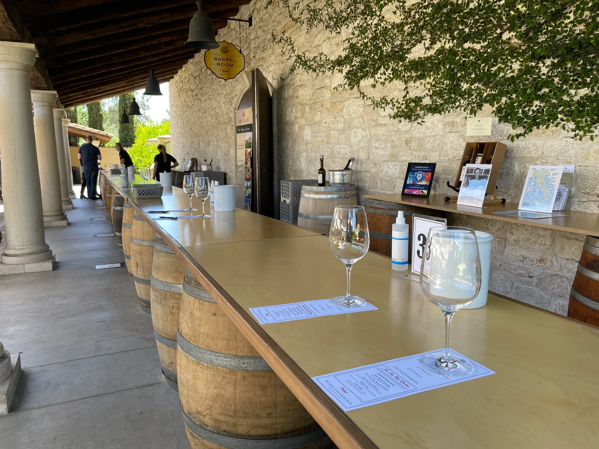 The outdoor wine-tasting bar at VJB Cellars in Kenwood, California.