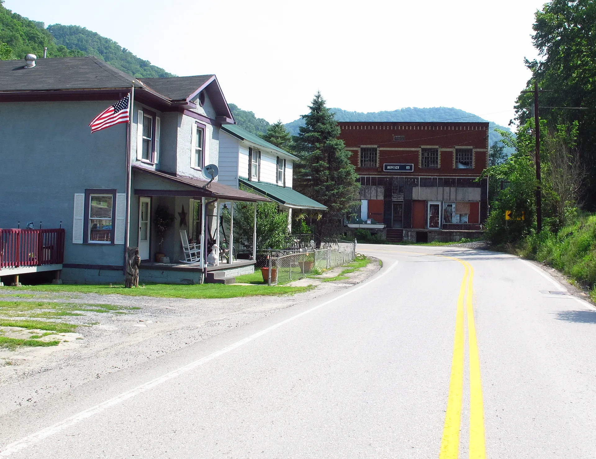 Quiet street through the community of Omar, West Virginia.