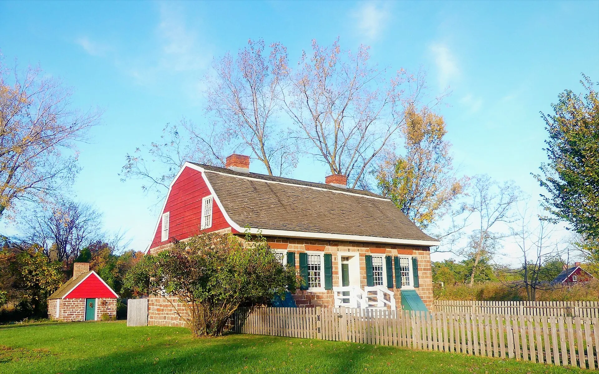 Cambell Christie House c.1774 with Outkitchen Historic New Bridge Landing River Edge, NJ. River Edge, NJ.