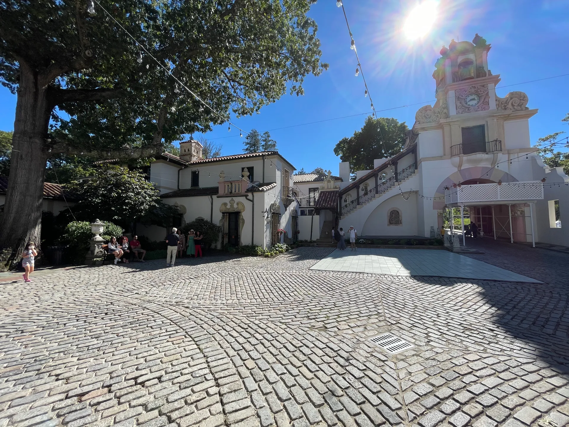 Cobblestone courtyard of the Vanderbilt Museum in Centerport, New York.