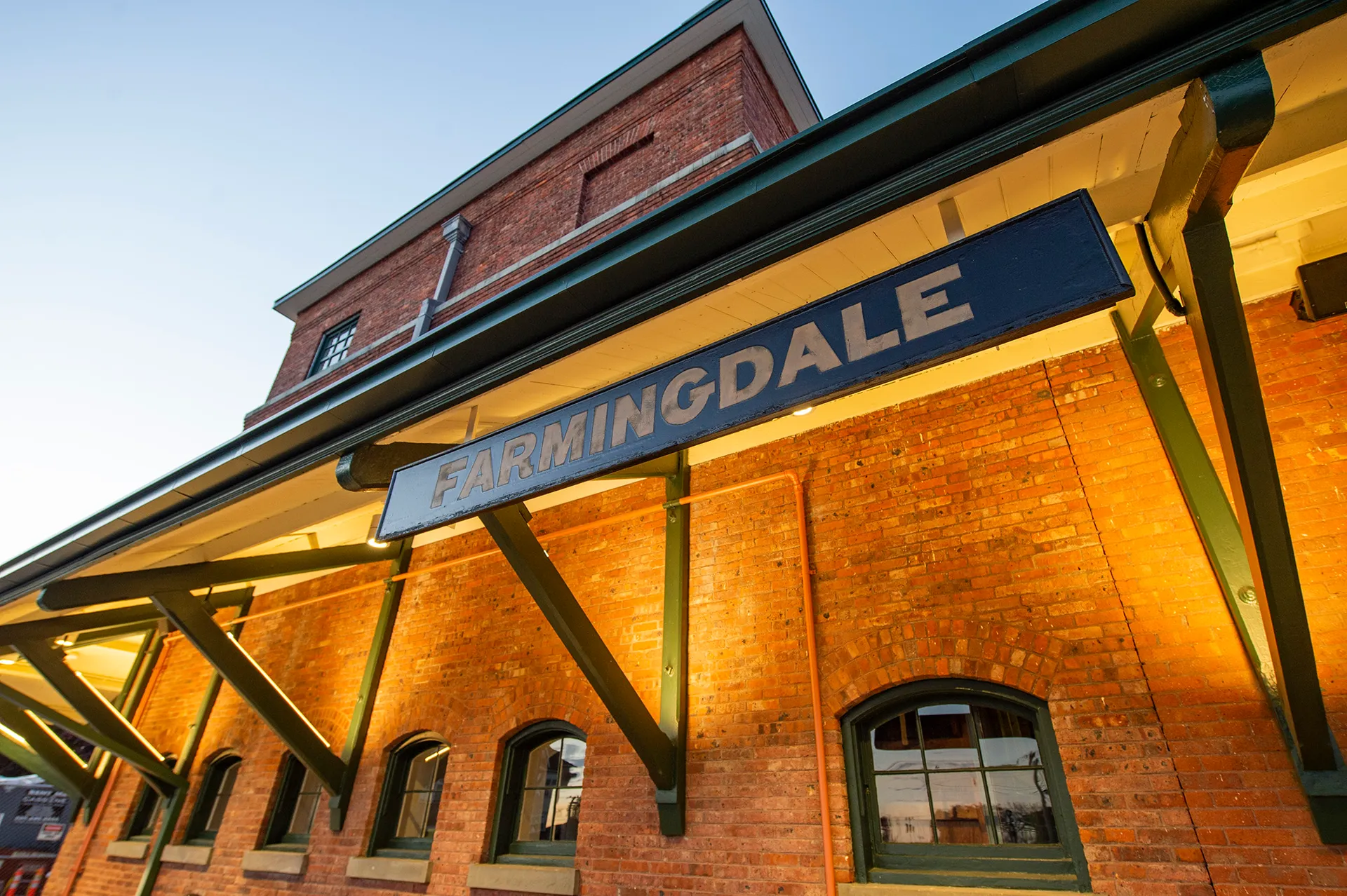 The historic Farmingdale railway station in Farmingdale village, New York.
