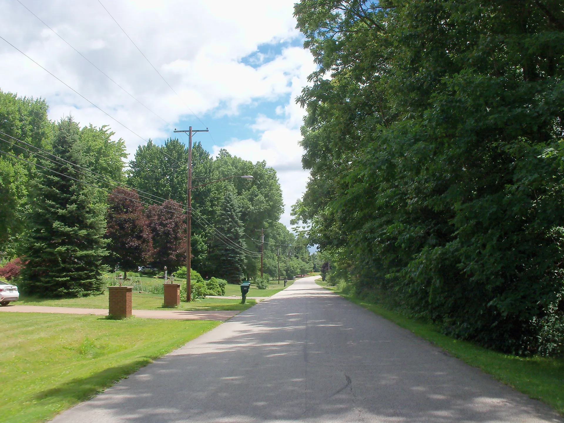 Tree-lined Lake Martin Drive in Sugar Bush Knolls, Ohio.