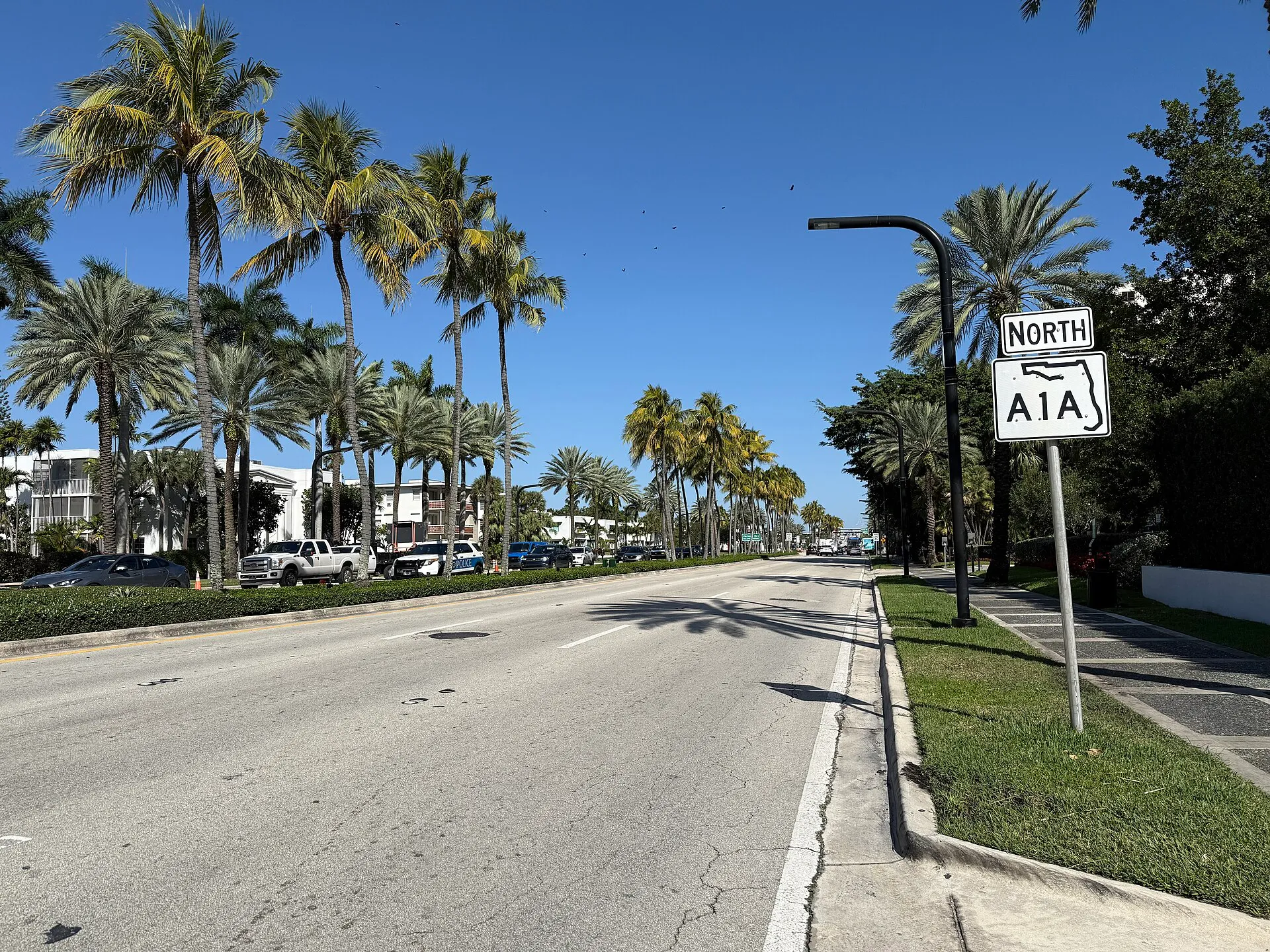 Collins Avenue approaching Harbour Way in Bal Harbour, Florida.